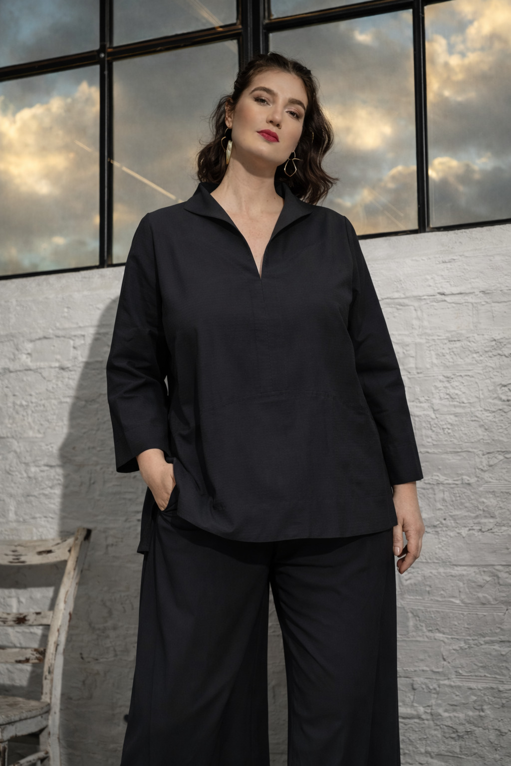 LAGOM Bluse / Baumwoll-Mischung / Streifenstruktur – Bild 2