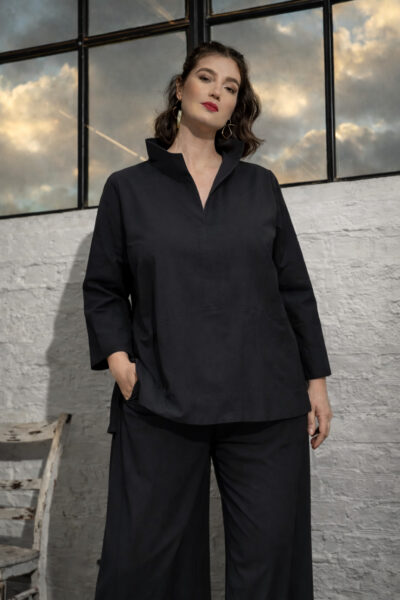 LAGOM Bluse / Baumwoll-Mischung / Streifenstruktur