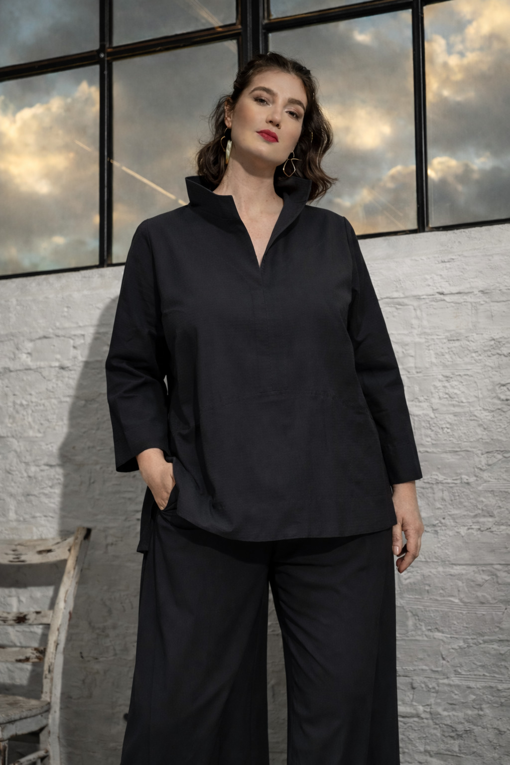 LAGOM Bluse / Baumwoll-Mischung / Streifenstruktur