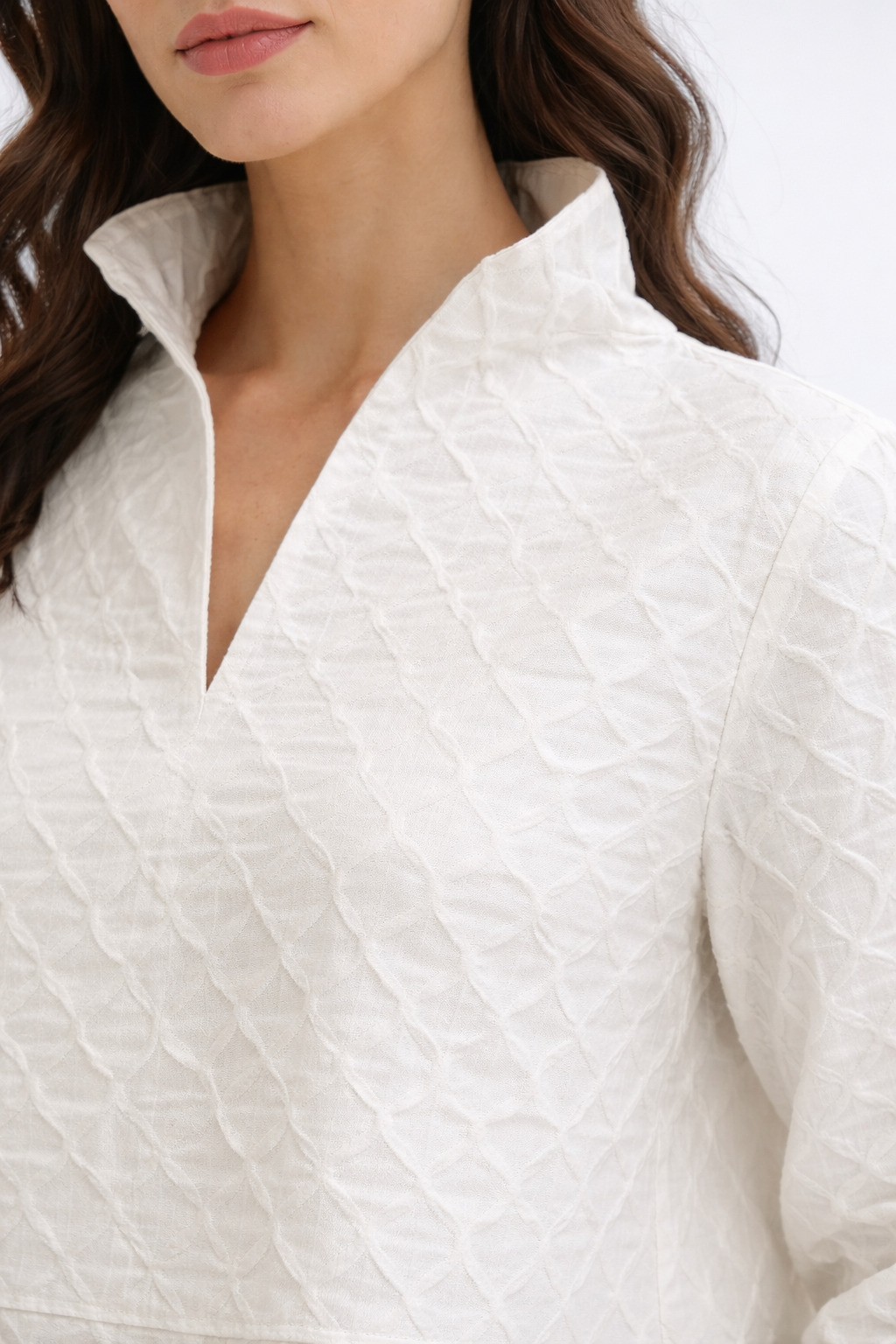 LAGOM Bluse / Kelchkragen / Baumwoll-Mischung / Struktur – Bild 5