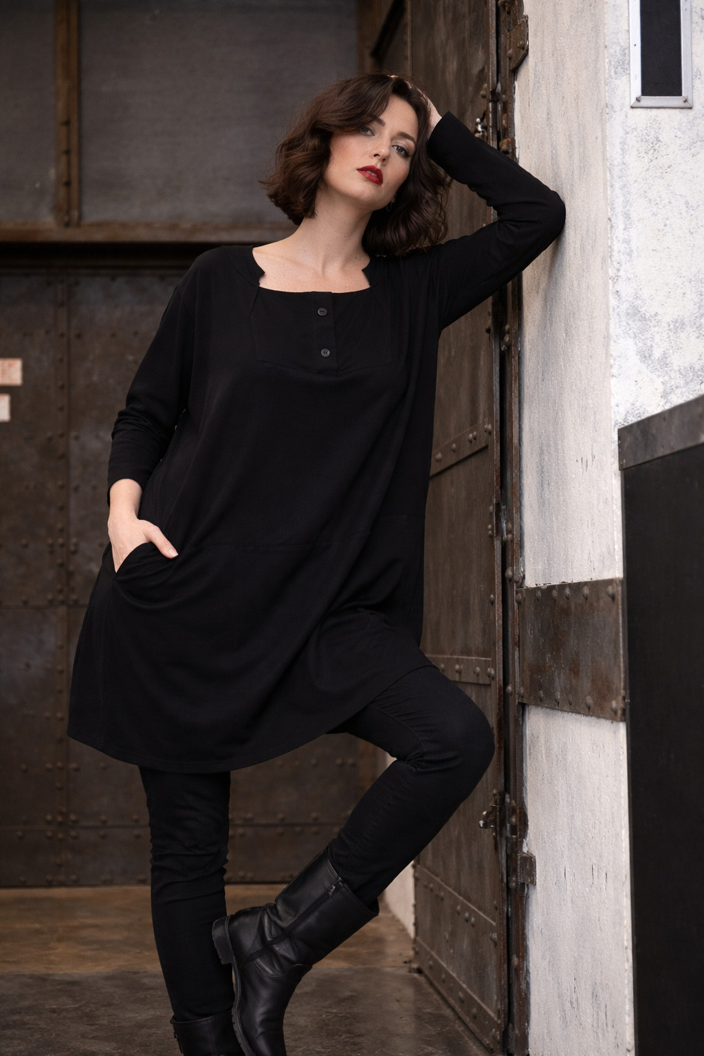 LAGOM Tunika/Bluse mit Knöpfen / Technostretch