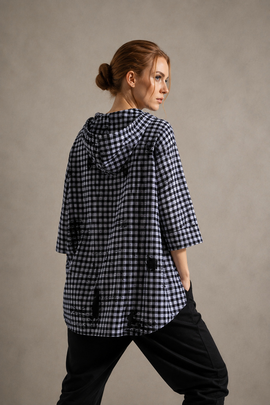ELLi Bluse / Karo geflockt / Baumwolle – Bild 5