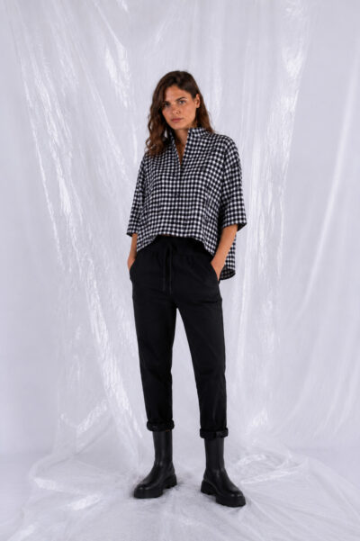 ELLi Bluse / Baumwolle / Karo geflockt / 2031
