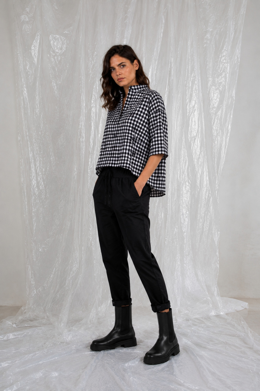 ELLi Bluse / Baumwolle / Karo geflockt / 2031 – Bild 3
