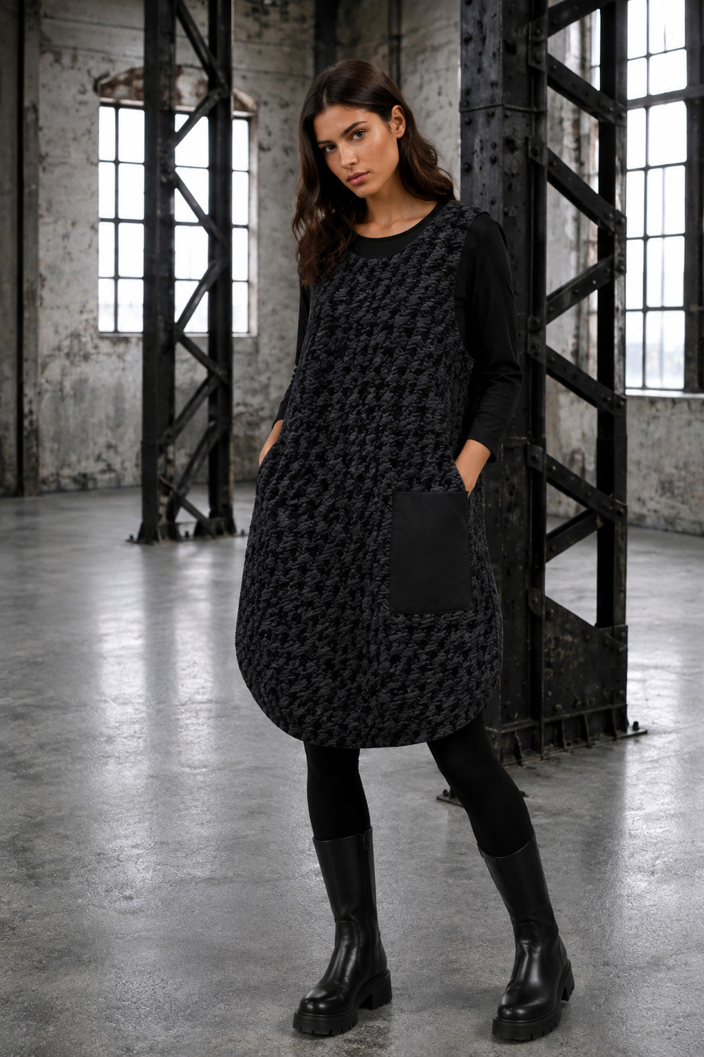 ELLi Kleid / Strukturjersey Hahnentritt / 600-84 – Bild 7