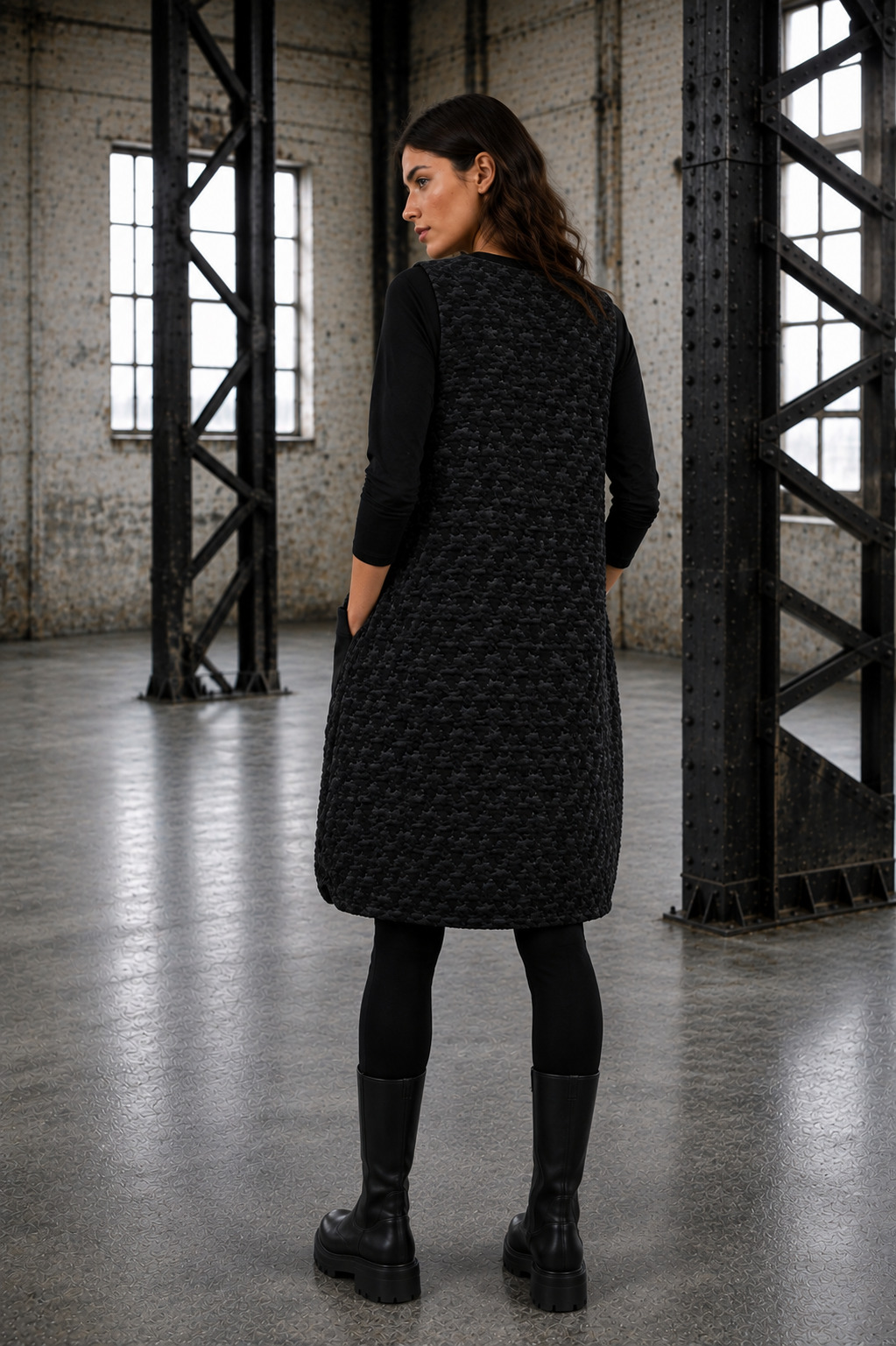 ELLi Kleid / Strukturjersey Hahnentritt / 600-84 – Bild 6