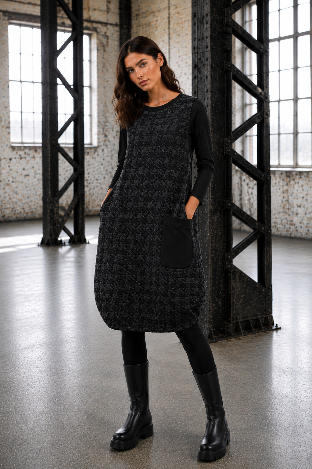 ELLi Kleid / Strukturjersey Hahnentritt / 600-84
