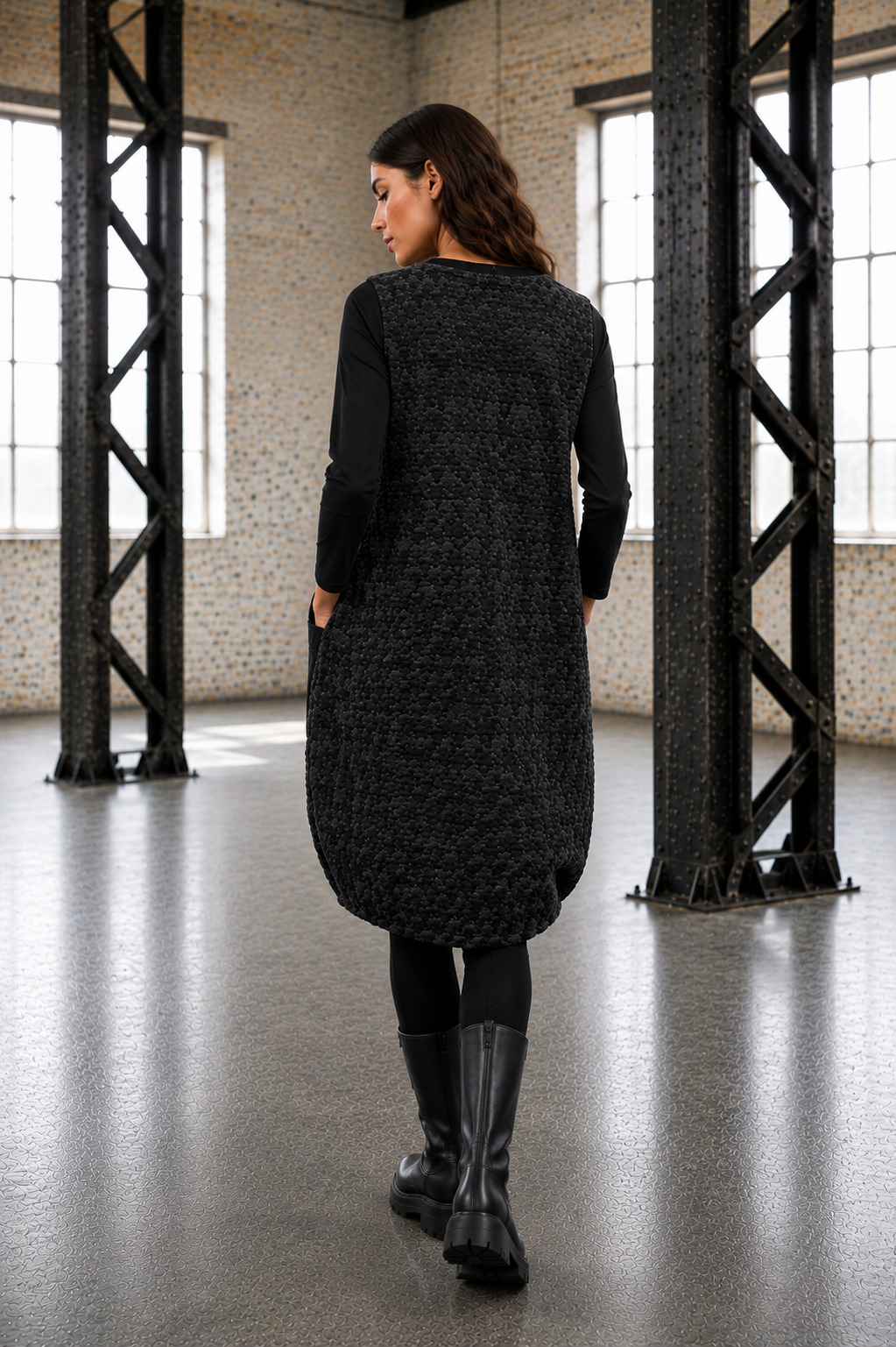 ELLi Kleid / Strukturjersey Hahnentritt / 600-84 – Bild 4