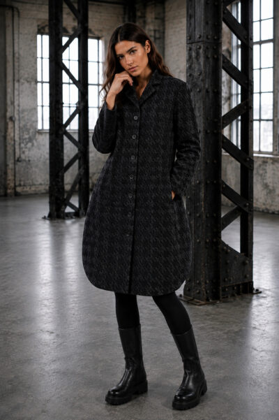 ELLi Tulpen-Longjacke / Strukturjersey Hahnentritt / 7023-84