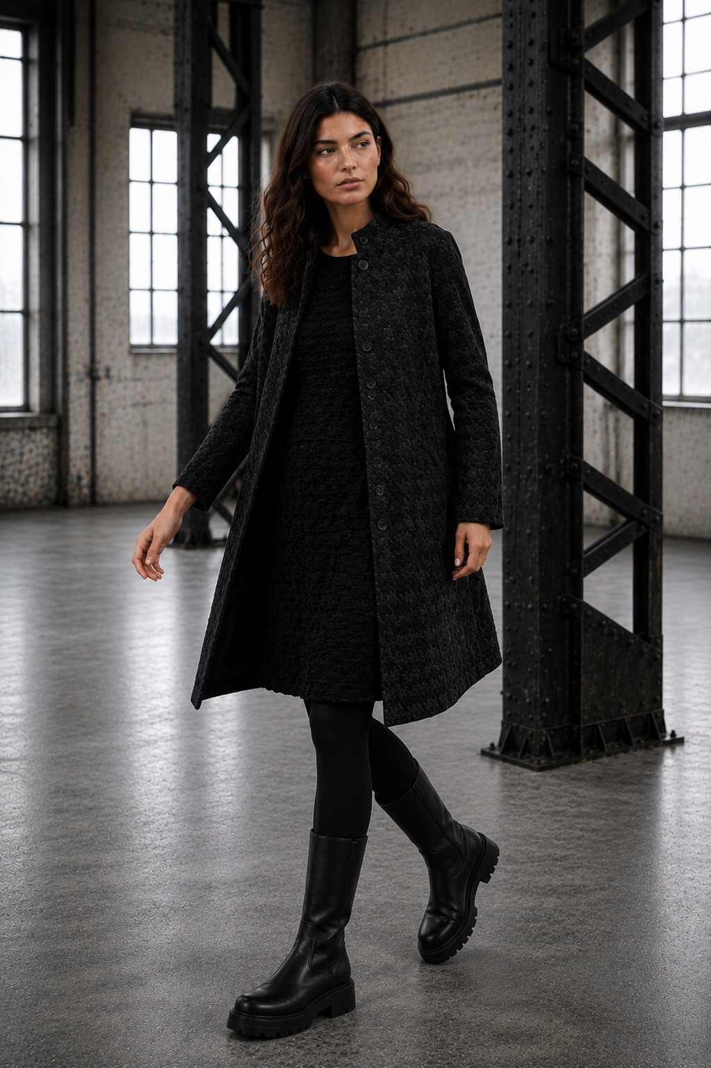 ELLi Kleid / Strukturjersey Hahnentritt / 600-84 – Bild 8