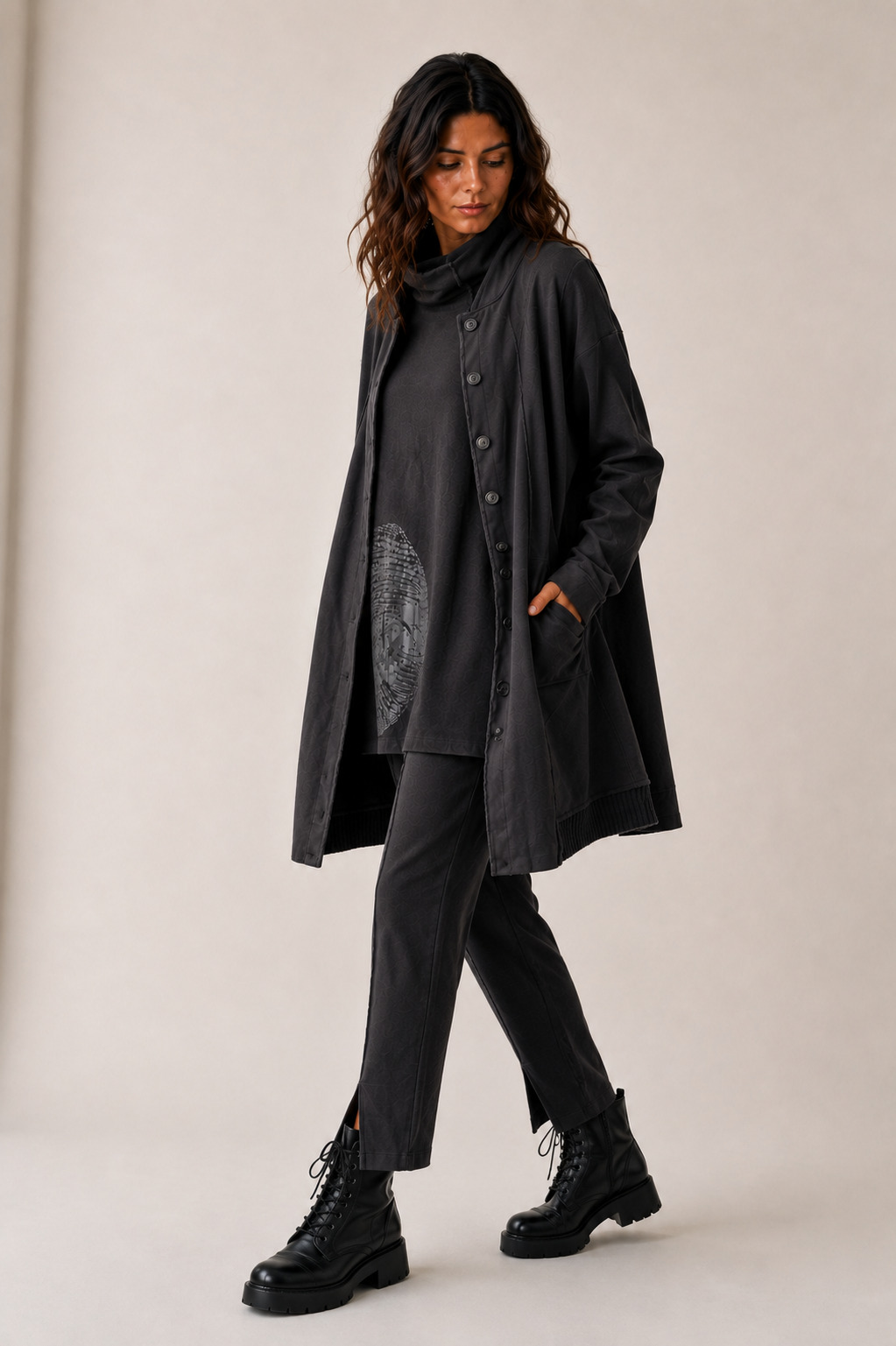 ELLi Longjacke / Baumwoll-Sweat-Material / Fliesfutter 7014-30-262 – Bild 5