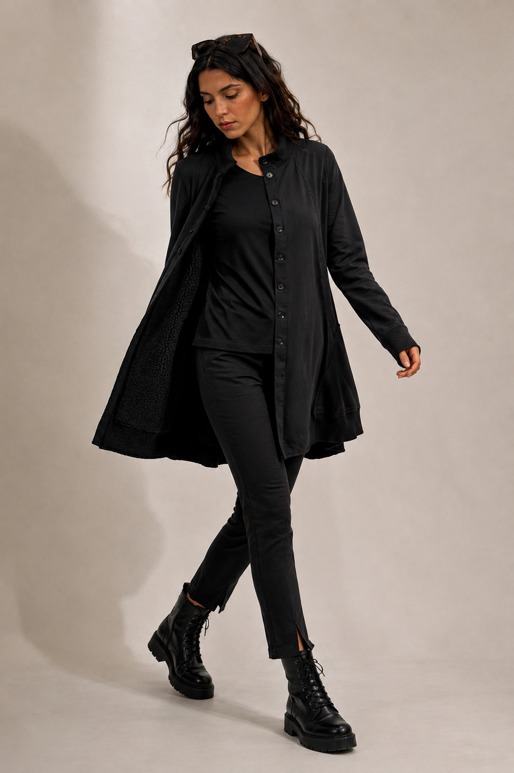 ELLi Longjacke / Baumwoll-Sweat-Material / Fliesfutter 7014-30-262 – Bild 3