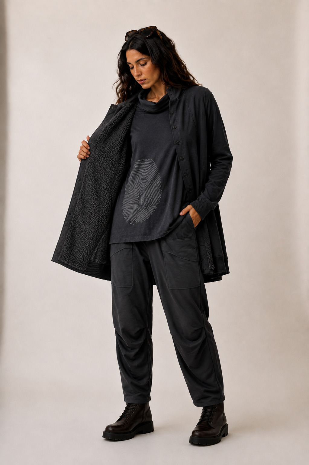 ELLi Longjacke / Baumwoll-Sweat-Material / Fliesfutter 7014-30-262 – Bild 7