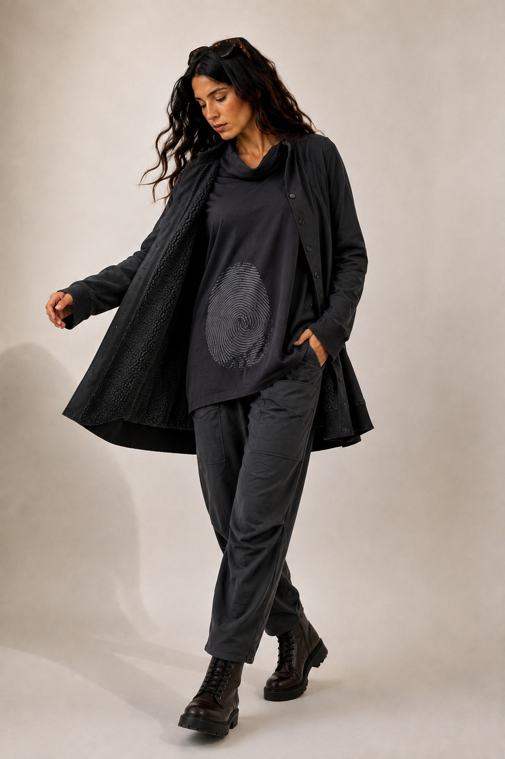 ELLi Longjacke / Baumwoll-Sweat-Material / Fliesfutter 7014-30-262 – Bild 8
