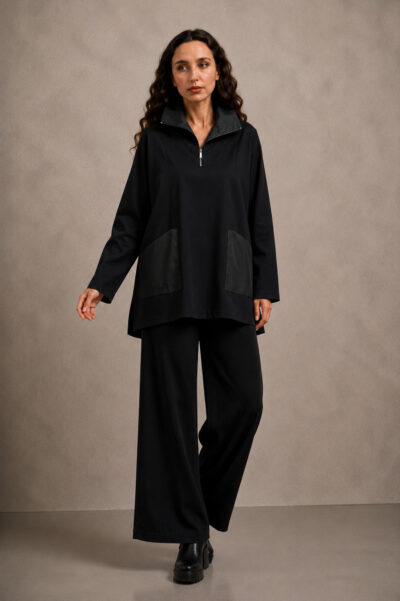 Lagom Bluse 565-10 / Technostretch mit Taftbesatz