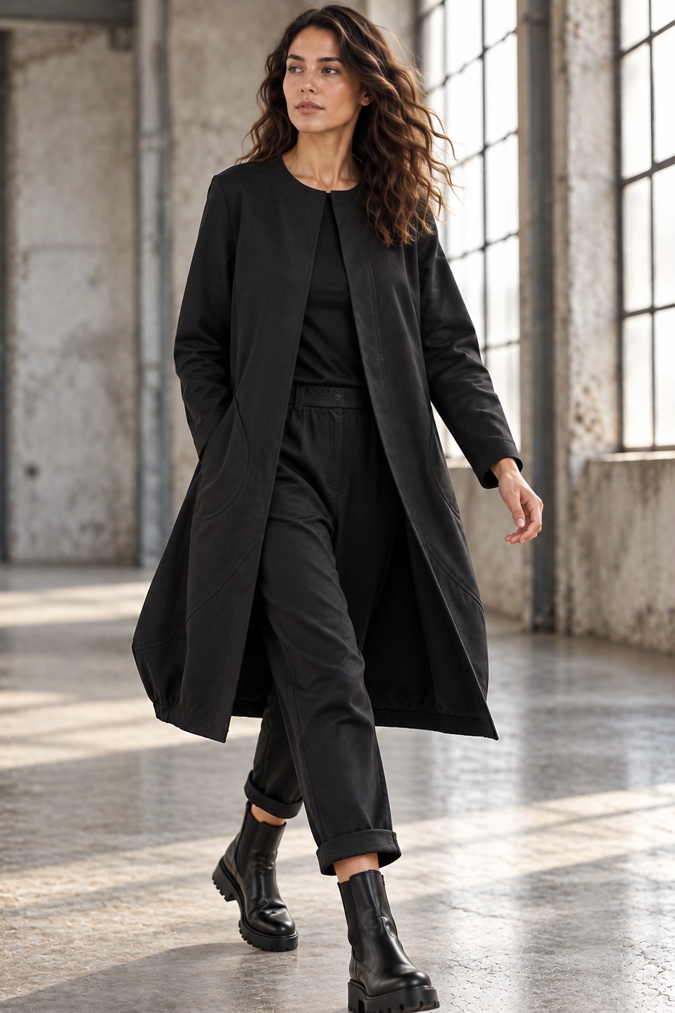 ELLi Longjacke / dicker Baumwolle-Sweat-Jersey – Bild 2